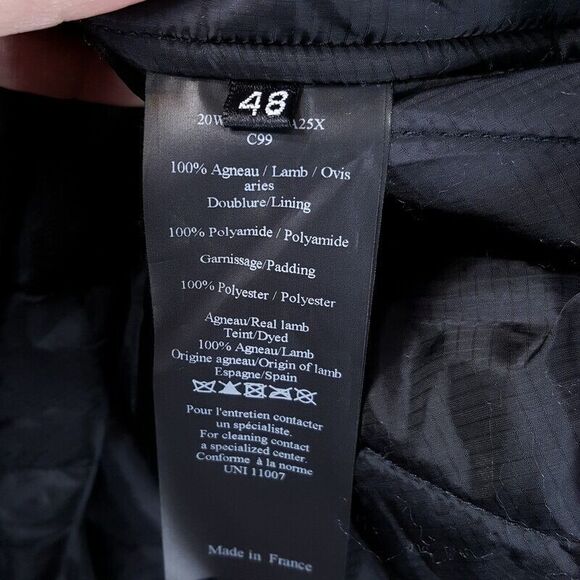 YVES SALOMON ARMY Coat Mens Size 48 Black Single Breasted Lamb Shearling $1825 - Picture 7 of 10